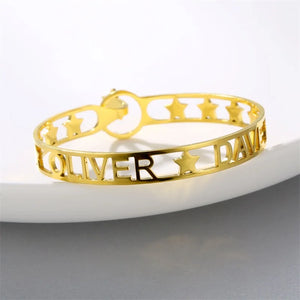 Personalized Letter Name Bracelet Star Bangles Stainless Steel Chrismas Jewelry
