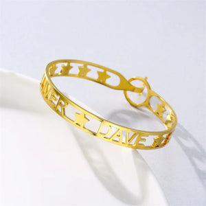 Personalized Letter Name Bracelet Star Bangles Stainless Steel Chrismas Jewelry