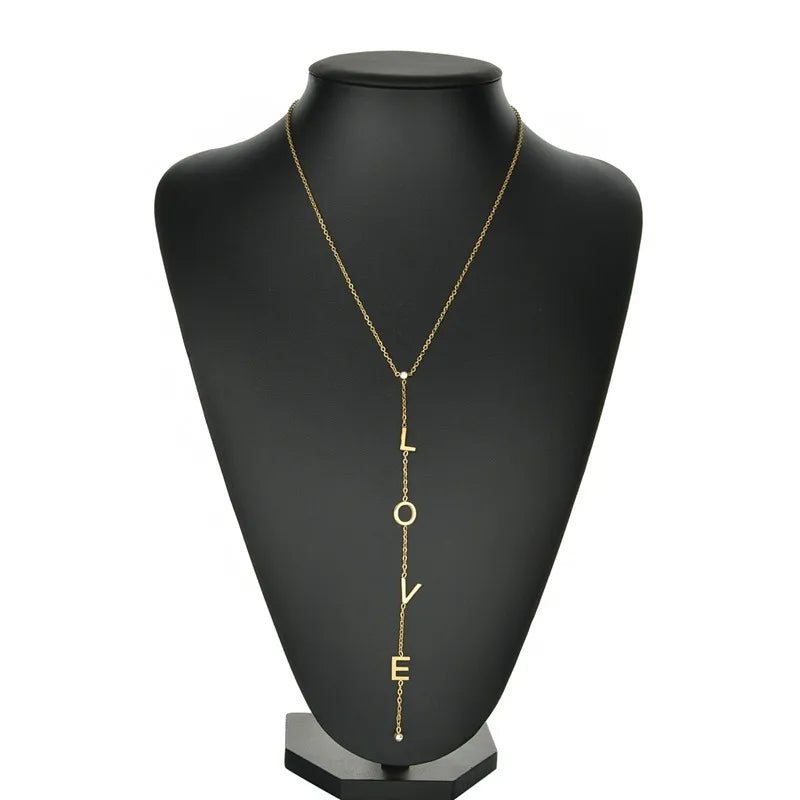 Personalized Letter Name Necklace LOVE Gift Piercing Luck Charm Pendants