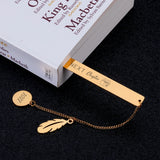 Lettering Metal Bookmark with Pendant Book Mark Book Page Stationery