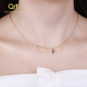 Old English Letters Chokers Necklace Gothic Initial Number Pendant