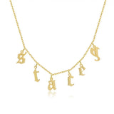 Old English Letters Chokers Necklace Gothic Initial Number Pendant