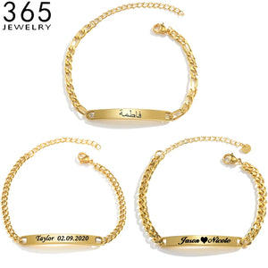 Engraved Couple Bracelet Stainless Steel Adjustable