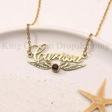 Personalized Family Name Necklace with Wings Logo Photos