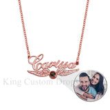Personalized Family Name Necklace with Wings Logo Photos