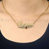 Personalized Family Name Necklace with Wings Logo Photos