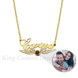 Personalized Family Name Necklace with Wings Logo Photos