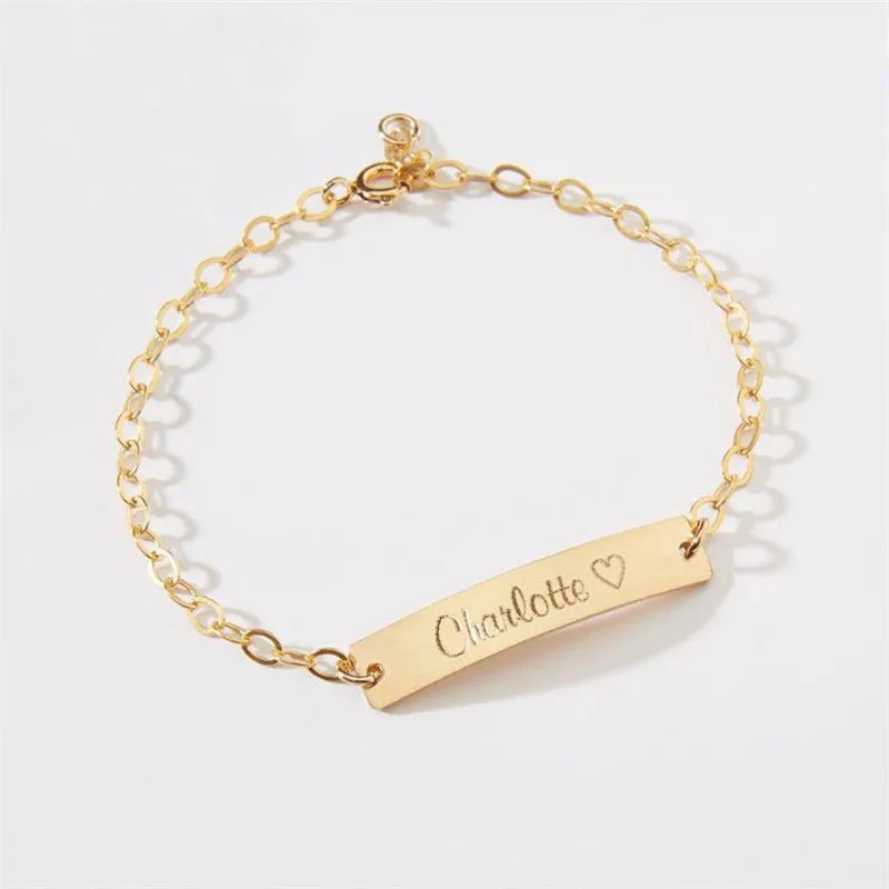 Engrave Name Date ID Bracelet Stainless Steel Bangles