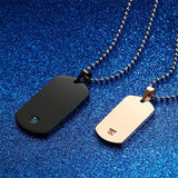 Custom Engraved Couple Necklaces with Crystal Stainless Steel Pendants