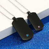 Custom Engraved Couple Necklaces with Crystal Stainless Steel Pendants