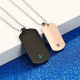 Custom Engraved Couple Necklaces with Crystal Stainless Steel Pendants