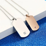 Custom Engraved Couple Necklaces with Crystal Stainless Steel Pendants