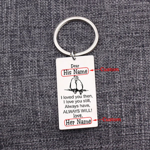 Lover Names Keychain for Couple Gift Stainless Steel Keyring