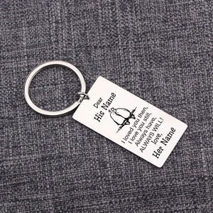 Lover Names Keychain for Couple Gift Stainless Steel Keyring