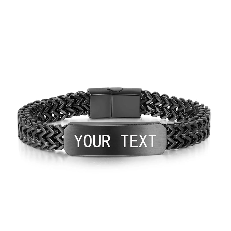 Men's Steel Bracelet with Personalized Letter Nameplate