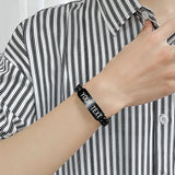 Men's Steel Bracelet with Personalized Letter Nameplate