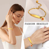 Women's Medical Alert ID Tag Bracelet, Stainless Steel Chain Emergency Jewelry