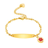 Women's Medical Alert ID Tag Bracelet, Stainless Steel Chain Emergency Jewelry