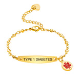 Women's Medical Alert ID Tag Bracelet, Stainless Steel Chain Emergency Jewelry