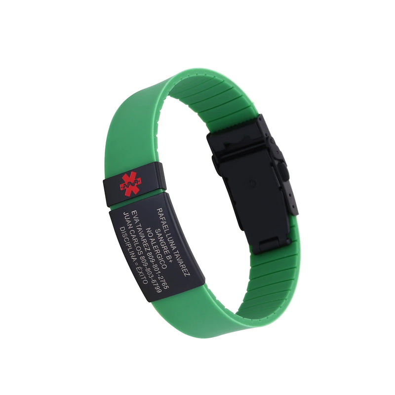 Personalized Medical ID Bracelet Stainless Steel Silicone Sport Alert Bracelet