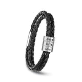 Personalized Men Leather Bracelet with Family Names Beads