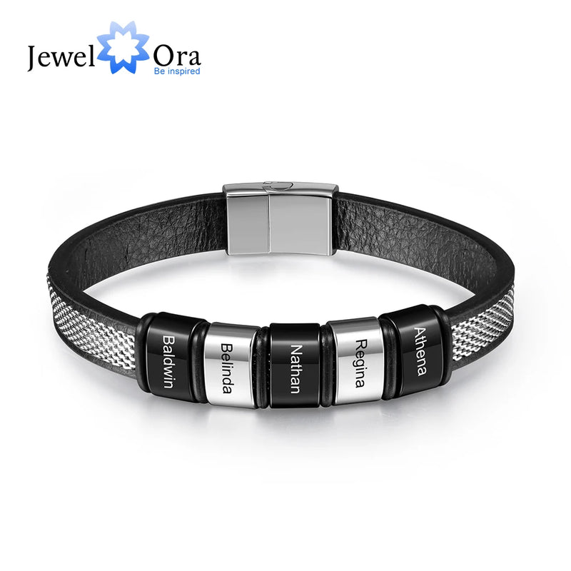 Personalized Mixed Bead Engrave Name Bracelet for Men