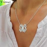 Monogram Necklace For Women Initials Letter Pendant Stainless Steel Boho Jewelry