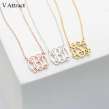 Monogram Necklace For Women Initials Letter Pendant Stainless Steel Boho Jewelry
