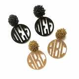 Monogram Words Round Shape Acrylic Beads Stud Earrings