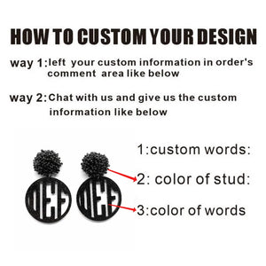 Monogram Words Round Shape Acrylic Beads Stud Earrings