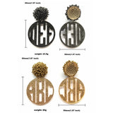 Monogram Words Round Shape Acrylic Beads Stud Earrings
