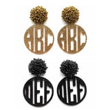 Monogram Words Round Shape Acrylic Beads Stud Earrings