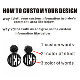 Monogram Words Round Shape Acrylic Beads Stud Earrings