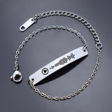 Music Code Bracelet Stainless Steel Bangle Engraved Text Name Charm Bracelet