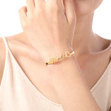 Personalized Name Bangle Bracelet Stainless Steel Adjustable Bangle