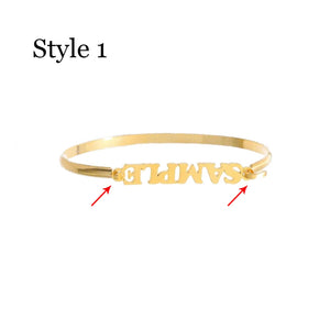 Name Bangle Bracelet Personalized Stainless Steel Adjustable Bangle