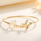 Personalized Name Bangle Bracelet Stainless Steel Adjustable Bangle