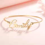 Personalized Name Bangle Bracelet Stainless Steel Adjustable Bangle