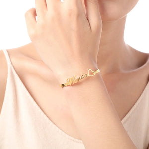 Name Bangle Bracelet Personalized Stainless Steel Adjustable Bangle