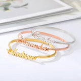 Name Bangle Bracelet Personalized Stainless Steel Adjustable Bangle