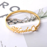 Name Bangle Bracelet Personalized Stainless Steel Adjustable Bangle