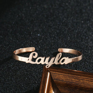 Personalized Stainless Steel Name Bangle for Women