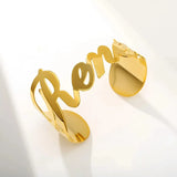 Name Bangle for Women Men Stainless Steel Adjustable Bangles