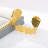 Name Bangle for Women Men Stainless Steel Adjustable Bangles