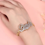 Double Layer Heart Nameplate Cuban Chain Personalized Bracelet