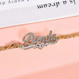 Double Layer Heart Nameplate Cuban Chain Personalized Bracelet