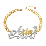 Heart Nameplate Cuban Chain Personalized Name Bangles