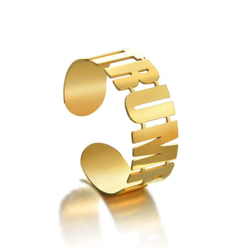 Stainless Steel Wide Cuff Bracelet Nameplate Bangles