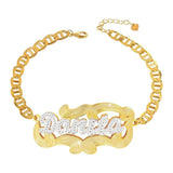 Personalized Name Bangles Two Tone Plated Stainless Steel Bracelets