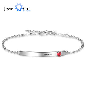 Personalized Birthstone Name Bar Bracelet Gift